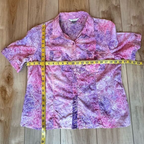 Christopher & Banks Women's Short Sleeve Button Up Top-Blouse Pink XLP - Picture 3 of 10